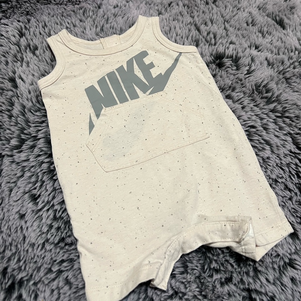 Nike Cream and Gray baby romper